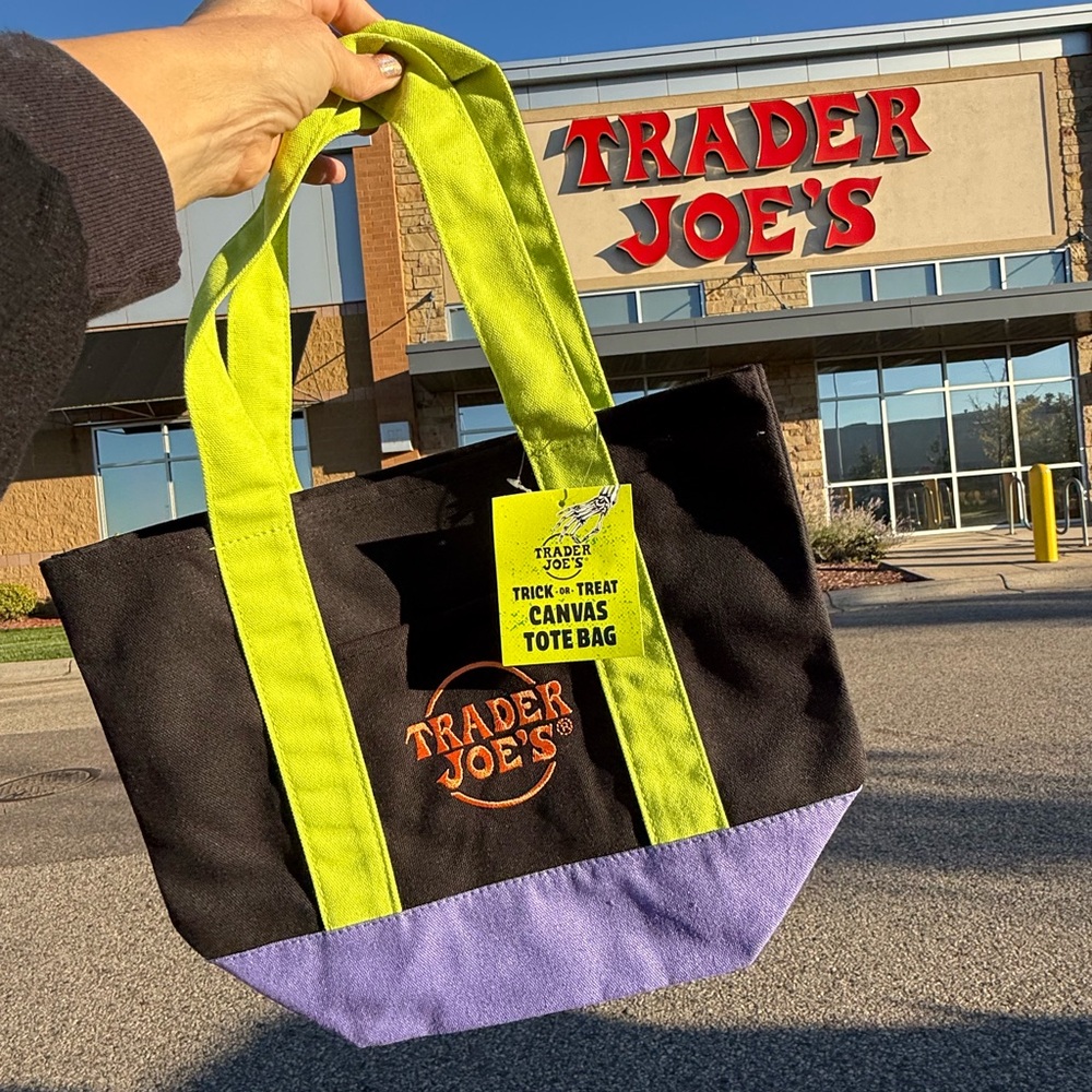 (1) Trader Joe’s Canvas Mini Tote (Multi-Color purple) 💜 + FREE poly TJ bag